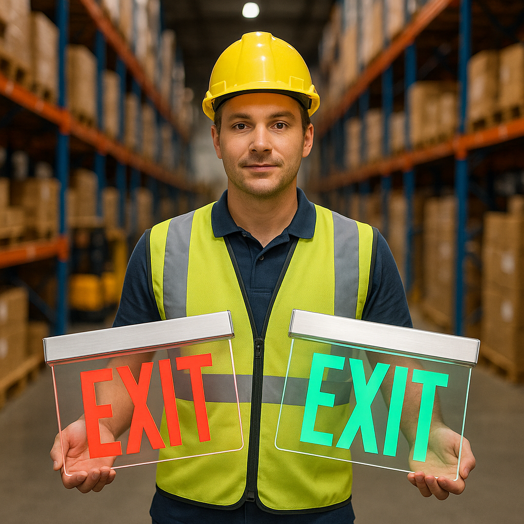 Low-Profile Edge-Lit LED Exit Sign – Ultra Clear Panel &; Battery Backup