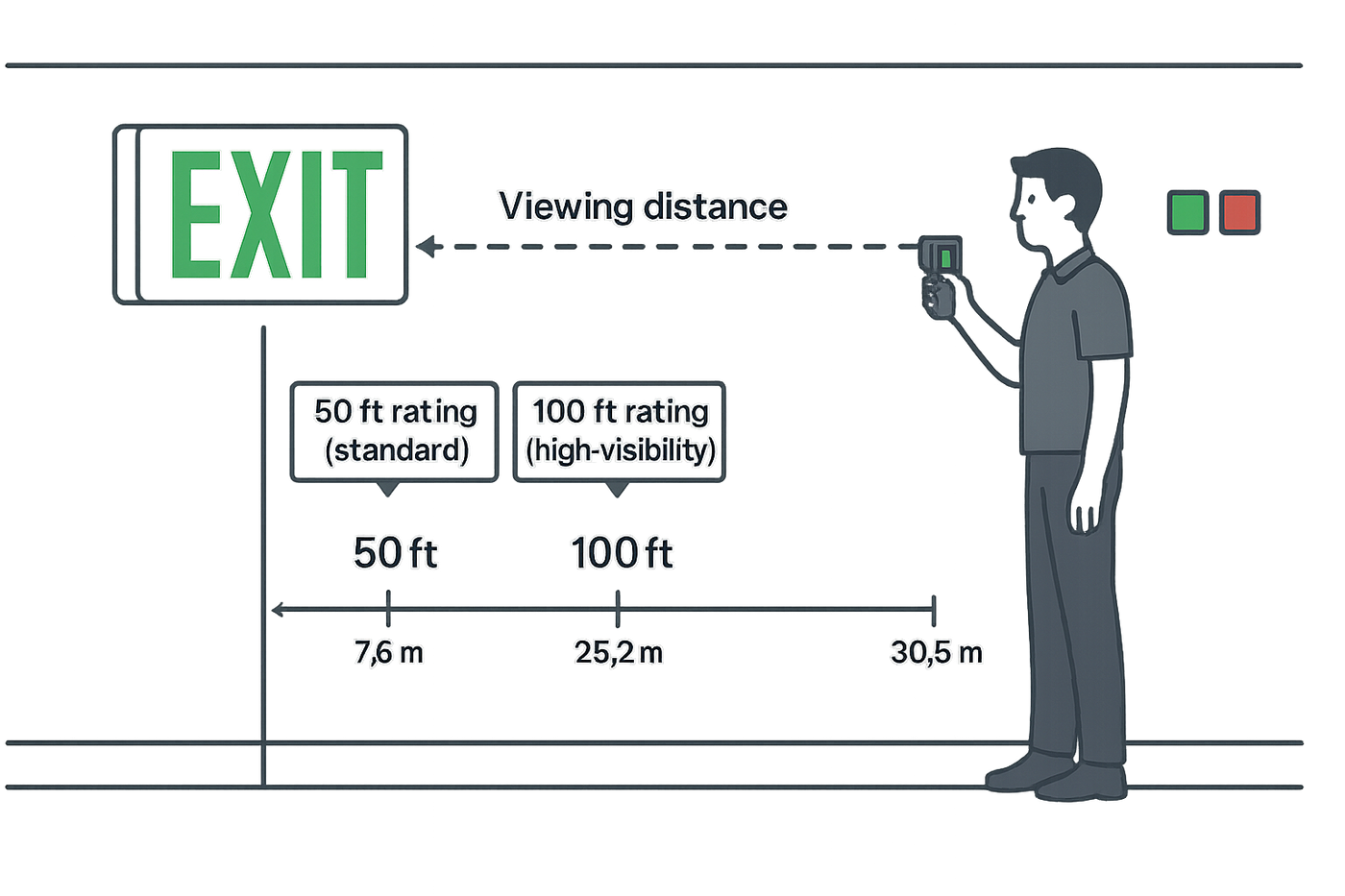Photoluminescent Exit Signs - viewing distance