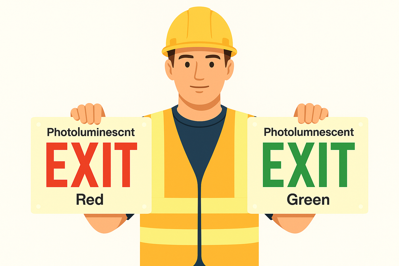 Photoluminescent Exit Signs - Red VS Green