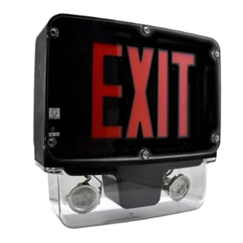 Nema 4x and NSF Exit Sign and Emergency Light Combo - Red Letters