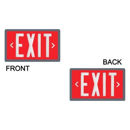 Red Self Luminous Tritium Exit Sign | Gray Frame | Double Sided | 10 Year Lifespan