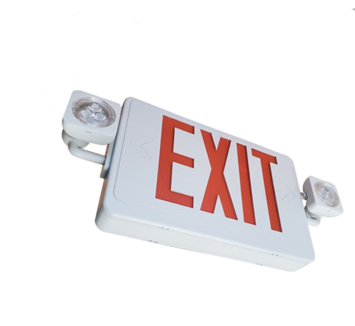 Reduced Profile Exit Sign & Emergency Light Combo Thermoplastic Red