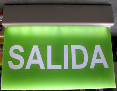 SALIDA Edge Lit Green or Red LED Spanish Exit Sign - Battery Backup
