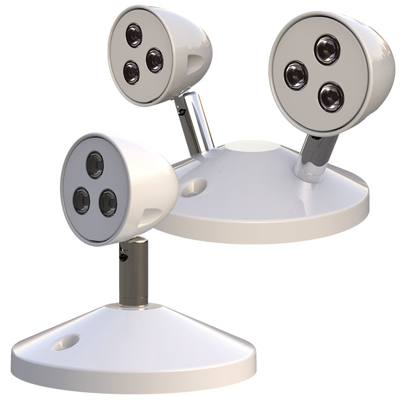 Examples of adjustable remote lamp heads on mounting bases