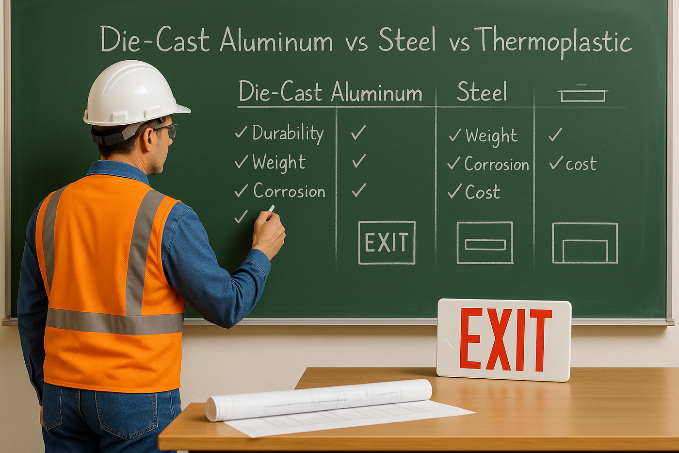 Die-Cast Aluminum Exit Signs: Durable & Stylish Applications