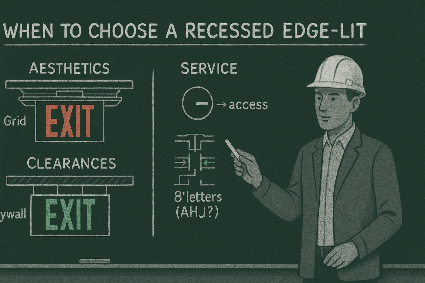Edge Lit Exit Sign - Recessed Choose