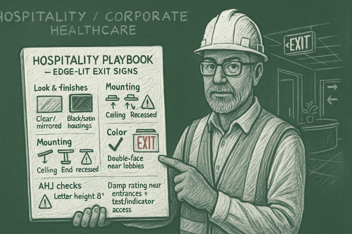 Edge‑Lit Exit Signs Playbook