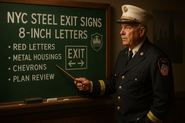 NYC Steel Exit Signs: 8‑Inch Letters Discussion