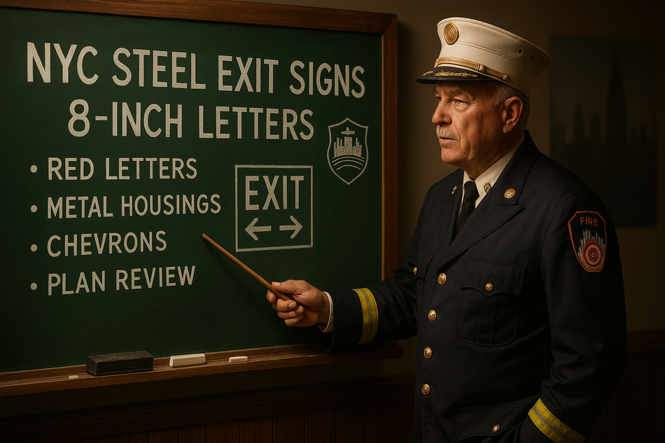NYC Steel Exit Signs: 8‑Inch Letters Discussion