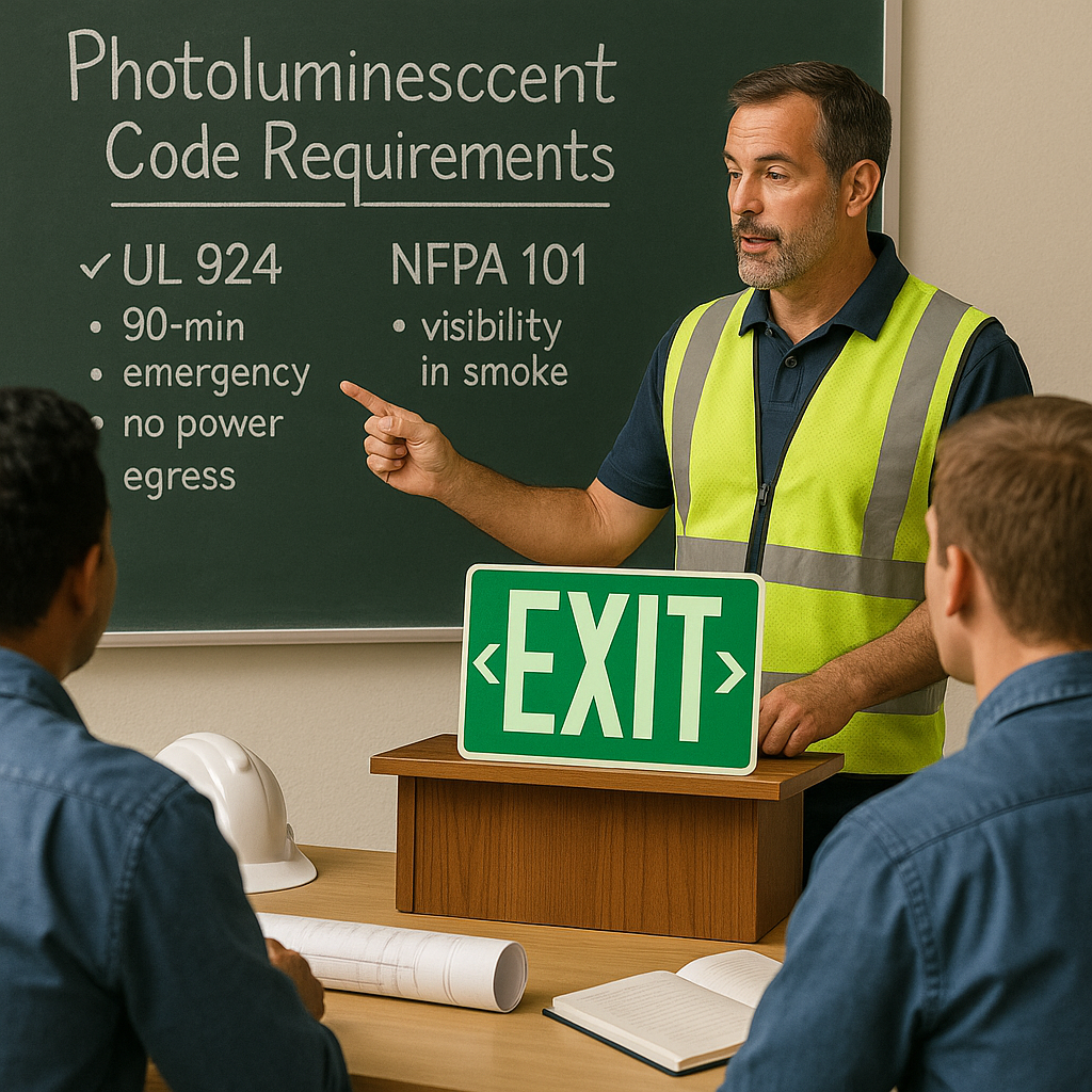 Photoluminescent Exit Sign Code Requirements (UL 924 & NFPA 101)