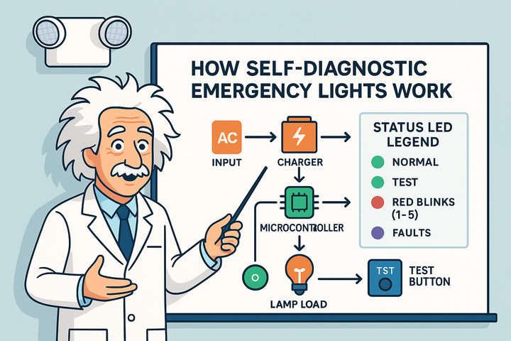 How Self-Diagnostic Emergency Lights Work (Plain English Guide)