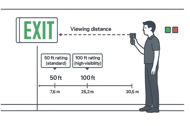 Photoluminescent Exit Signs - viewing distance