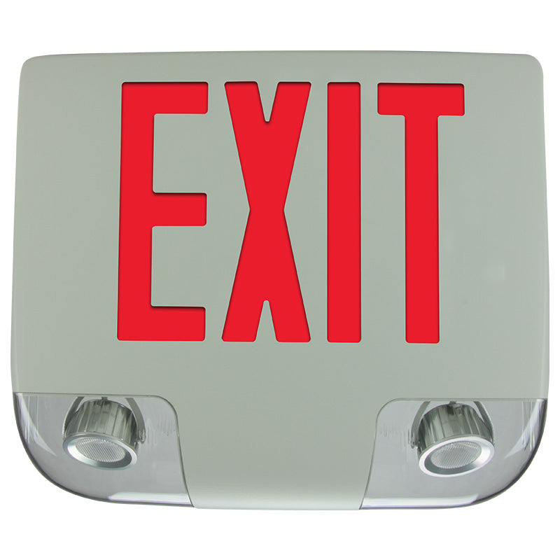 Face Single Combo Exit Signs Collection - Red Letters