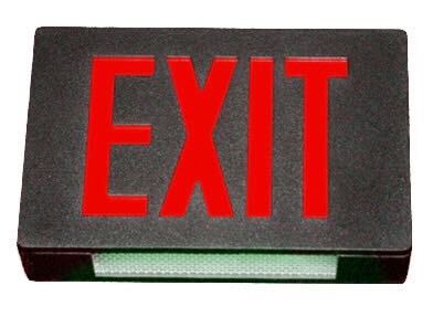 Exit Sign, Steel - Red LED - Black Housing - Battery Backup