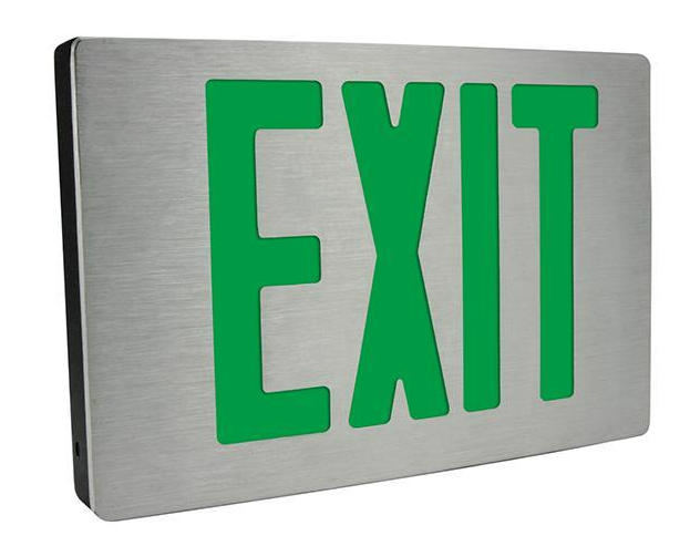 Green LED Exit Sign – Single or Double Face with Die-Cast Aluminum Frame (400U Series)