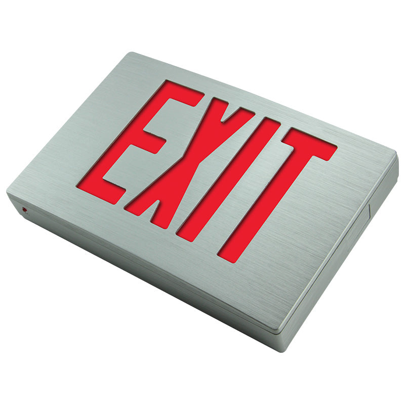 Angled view of the 400U die-cast aluminum LED exit sign