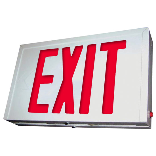 700U low-profile steel LED exit sign with red letters