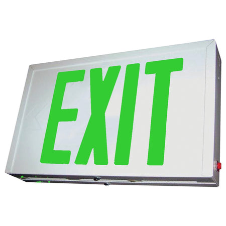 Universal Steel LED Exit Sign – Green Letters, Double-Face Configuration