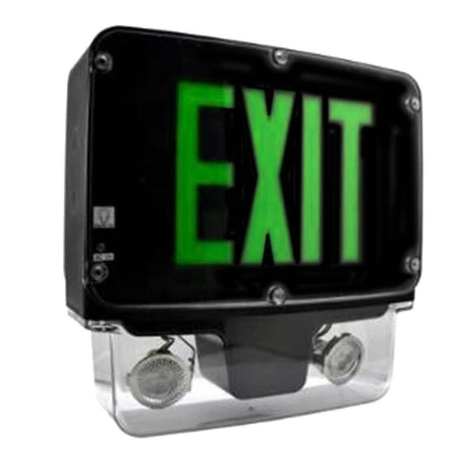 Nema 4x and NSF Exit Sign and Emergency Light Combo - Green Letters