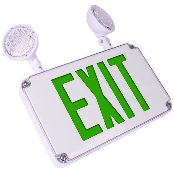 Wet Location LED Exit Combo with Remote Capability - Green Letters