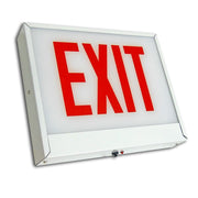 CAXTE Chicago-approved steel EXIT and STAIR sign with red letters and white steel housing