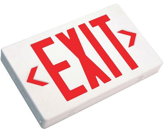 CEMXTE remote-capable thermoplastic LED exit sign with red EXIT letters and white body