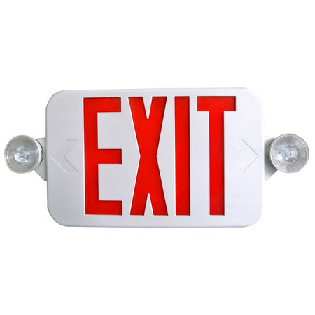 CEU Low Profile LED Exit And Emergency Combo Sign with Red Letters