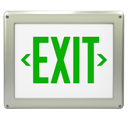 Green Hazardous-location LED exit sign – front view with clear EXIT legend
