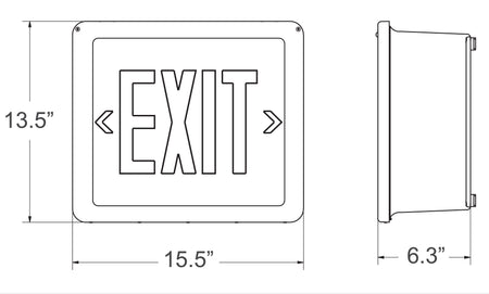 CP-EX NEMA Hazardous Location Rated LED Exit Sign Dimensions