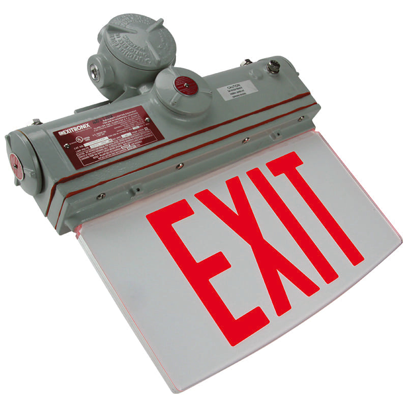 CP-EXP red explosion proof edge-lit exit sign for Class I Div 1 hazardous locations