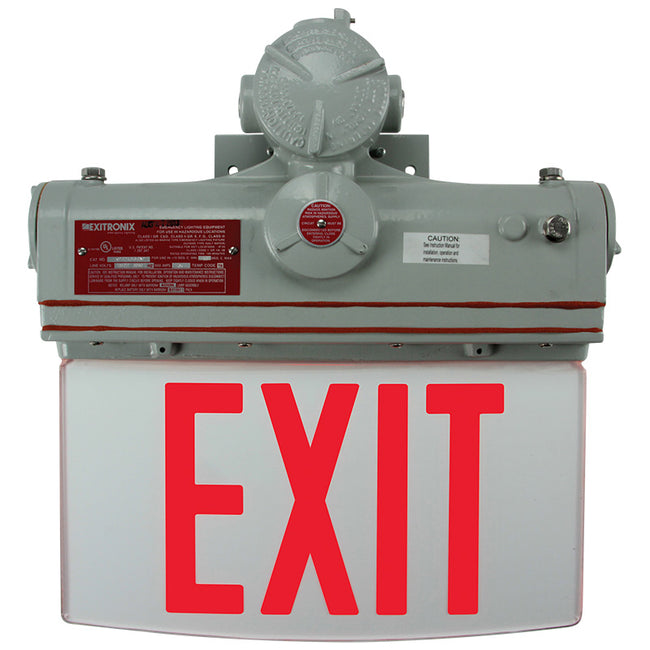 CP-E red explosion proof edge-lit exit sign for Class I Div 2 hazardous locations