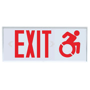LED red exit sign with wheelchair symbol – front view with aluminum frame