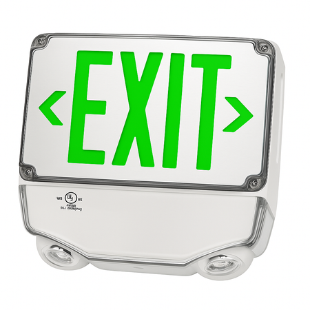 Green Wet Location All LED  Exit & Emergency Combo with Gray Housing