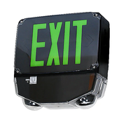 Green Wet Location All LED  Exit & Emergency Combo with Black Housing