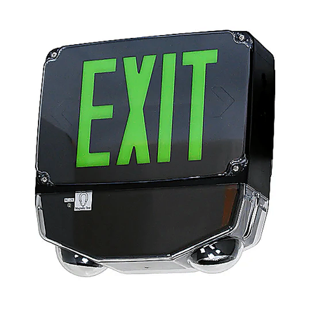 Green Wet Location All LED  Exit & Emergency Combo with Black Housing