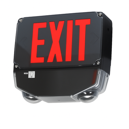 Red Wet Location All LED  Exit & Emergency Combo with Black Housing