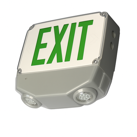 Green Wet Location All LED  Exit & Emergency Combo with White Housing