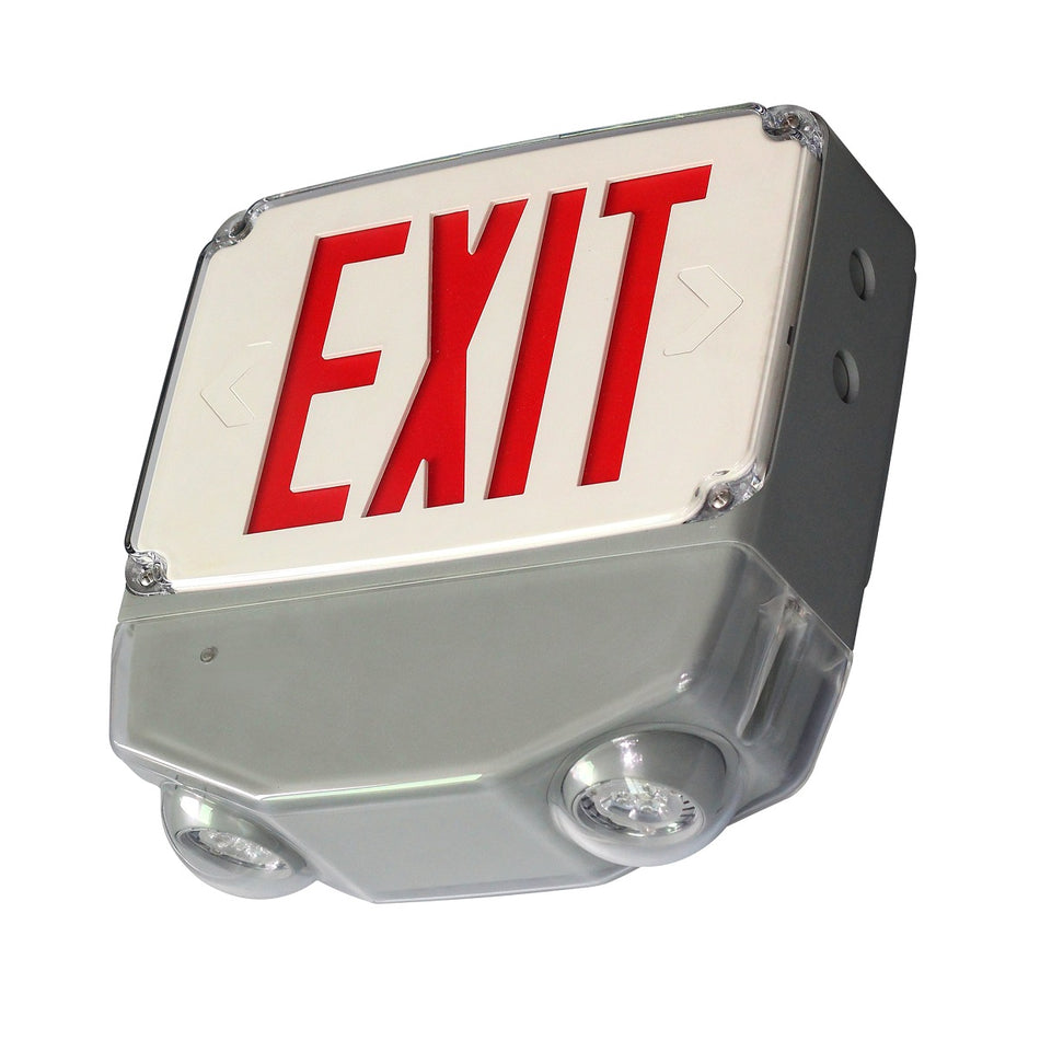 Red Wet Location All LED  Exit & Emergency Combo with White Housing