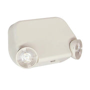 E-1 low-profile thermoplastic LED emergency light with white housing and adjustable heads