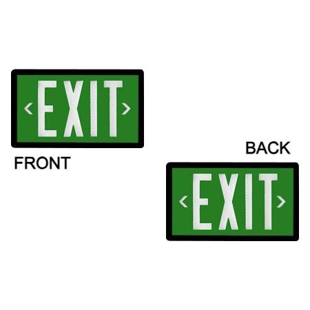 Green Self Luminous Tritium Exit Sign Black Frame Double Sided 10 Year Lifespan