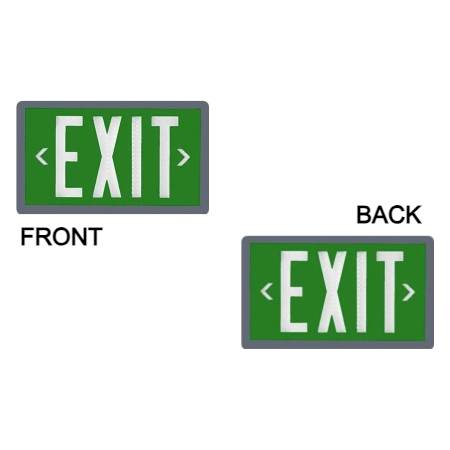 Green Self Luminous Tritium Exit Sign Gray Frame Double Sided 10 Year Lifespan