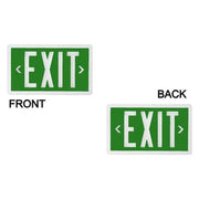 Low-Profile Green Face Exit Sign – Self-Luminous, Double Sided, 10-Year White Frame
