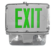 Green Wet-Location Hazardous LED Combo Exit Sign