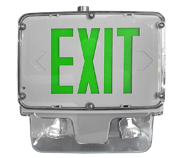 Green Wet-Location Hazardous LED Combo Exit Sign