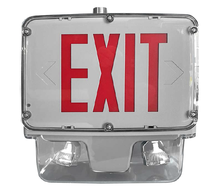 LED Hazardous Exit & Emergency Light Combo - Class 1 Division - Red Letters
