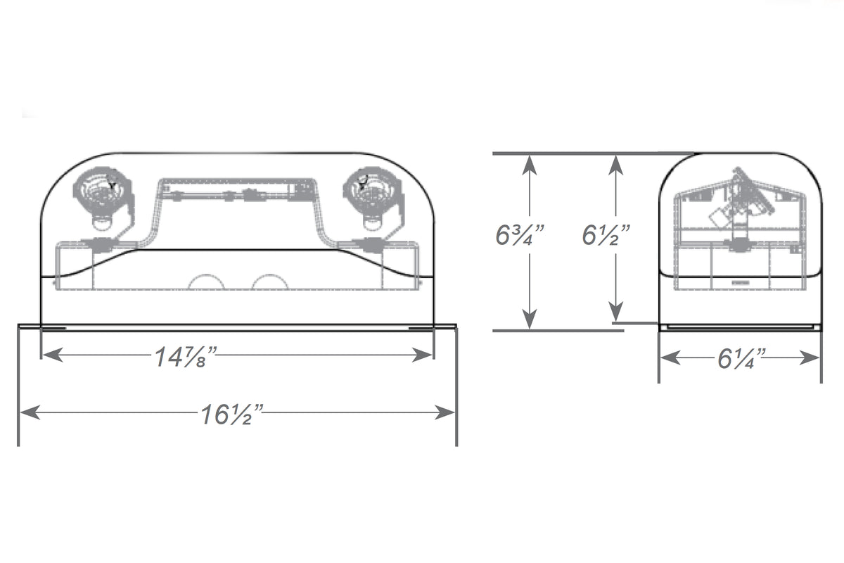 HLEMR16 LED Hazardous Location Emergency Light Dimensions