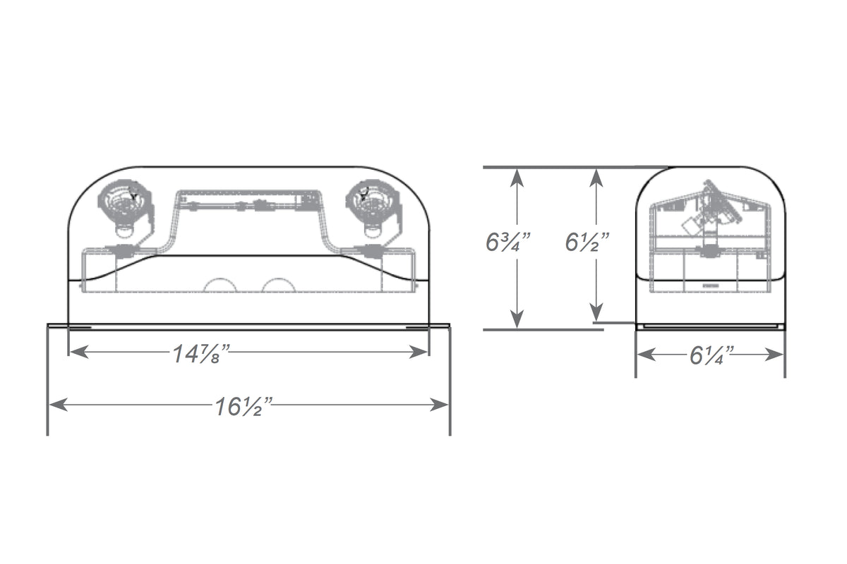 INDEMR16 LED NEMA4X NSF Emergency Light Dimensions