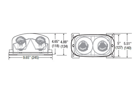 INDRHLED16 LED NEMA4/NFS Remote Head Emergency Light Double Head Dimensions