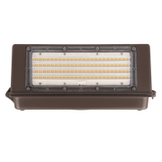 Full cutoff LED wall pack with multi-row LED array behind a sealed polycarbonate lens