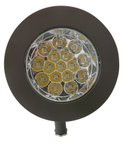 Front view of high output LED bullet flood light with 9,000 lumen output and glass lens